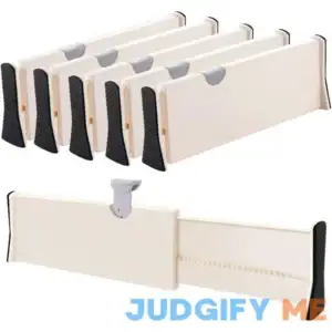 JONYJ Drawer Dividers Organizer 5 Pack Adjustable Separators 4" High Expandable from 11-17" for Bedroom