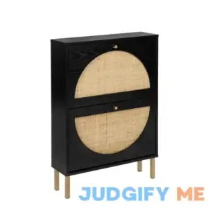 Natural Rattan Shoe Cabinet with 2 Flip Drawers