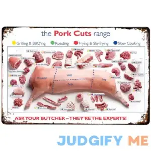 Pork Cuts Butcher Chart Tin Poster Sign Tin Sign Theater Decor Signs for Cafes Bars Pubs Shop Wall Decor Signs 12"x16