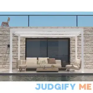 PURPLE LEAF Louvered Pergola Modern White Pergola with Adjustable Roof for Deck Backyard Garden