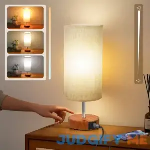 Stepless Dimming Table Lamp with 3 Color Temperatures Touch Lamps for Nightstand with USB A + C Ports