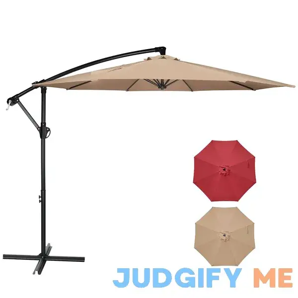Simple Deluxe 10ft Cantilever Patio Hanging Outdoor Market Umbrella with Crank & Cross Base Suitable for Garden Simple Deluxe 10ft Cantilever Patio Hanging Outdoor Market Umbrella with Crank & Cross Base Suitable for Garden