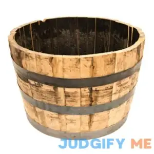 26 in. Dia x 17.5 in. H White Oak Wood Whiskey Barrel