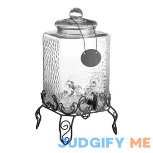 Acopa 5 Gallon Hammered Glass Beverage Dispenser with Metal Stand and Chalkboard Sign