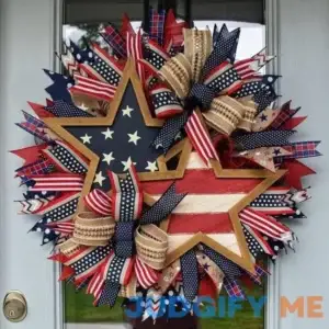 Patriotic Wreath 4th of July Wreaths for Front Door Summer American Flag Wreath Memorial Day Independence Wreath Red White and Blue Wreath 4th of
