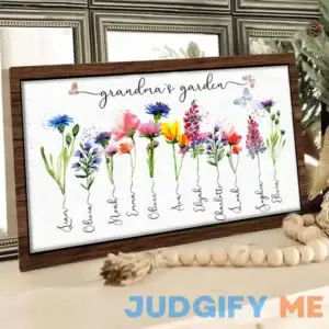 Personalized Grandma's Garden Frame Sign With Grandkids Names and Birth Flower Unique Mother's Day Gift