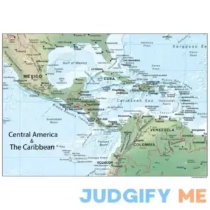 Central America and the Caribbean Physical Poster Map - 39.3 x 27.5 inches вЂ“ Paper Laminated