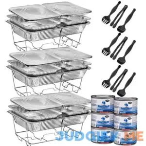 Maxygift Disposable Chafing Dish Buffet Set Food Warmers for Parties Complete 33 Pcs of Chafing Servers with Covers