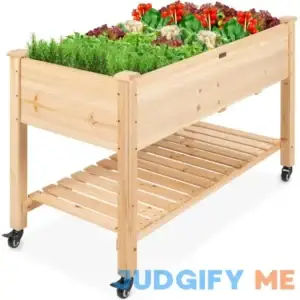 Best Choice Products Raised Garden Bed 48x24x32-inch Mobile Elevated Wood Planter w/Lockable Wheels