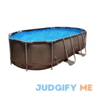 Avenli 14 ft. Brown Oval Steel Frame Above Ground Swimming Pool with accessories