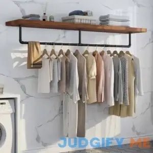 Clothes Rack 72.4in Wall Mounted Industrial Pipe Clothing Rack Garment Rack Space Saver Hanging Clothes Rack