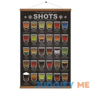 WEROUTE 30 Shots Mixology Canvas Print Poster Cocktail Recipes Infographic Drink Designed Bar Pub Themed Kitchen Home Wall Decor 15.7 X 27 Inch