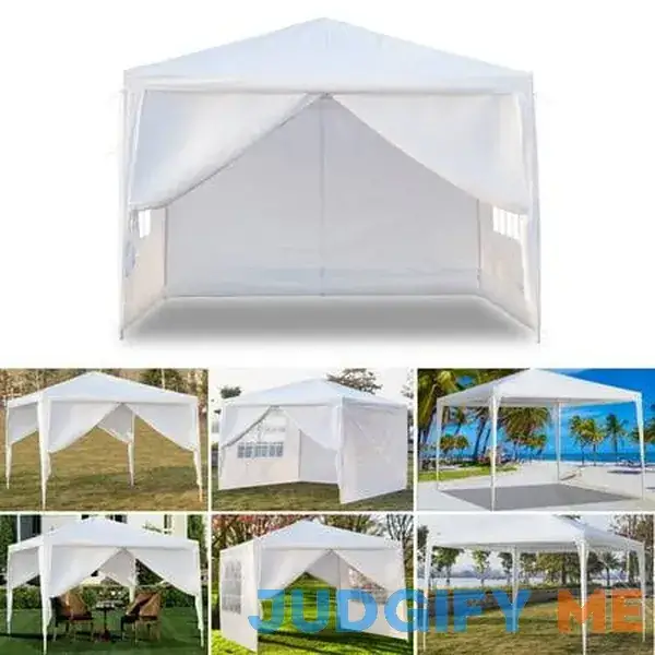 Cfowner Outdoor Canopy Tent with 3 Side Walls 10' x 10' White Patio Gazebo Tent for Outside Cfowner Outdoor Canopy Tent with 3 Side Walls 10' x 10' White Patio Gazebo Tent for Outside