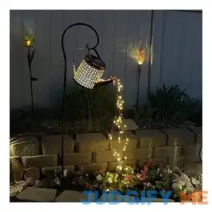 Auhafaly Garden Shower Light Solar Powered Watering Can with Lights Star Light LED Outdoor String Fairy Lights Waterfall with Bracket for Home Path