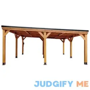 Backyard Discovery 20-ft x 20-ft Kingsport Brown Wood Square Gazebo with Steel Roof | 2306196COM