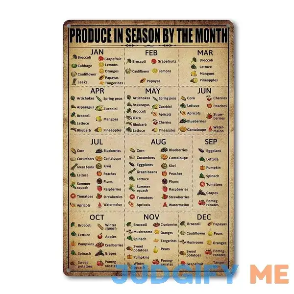 Season Fruit Sign Vegetables Knowledge Metal Tin Signs Vintage Plant Vegetables Chart Posters Produce In Season By The Month Sign Food Art Poster Season Fruit Sign Vegetables Knowledge Metal Tin Signs Vintage Plant Vegetables Chart Posters Produce In Season By The Month Sign Food Art Poster
