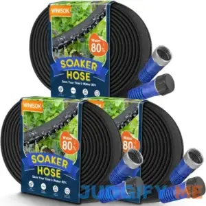 Winisok 150FT Thickened Flat Garden Soaker Hose - Heavy Duty Double Layer Drip Hose - Save 80% Water