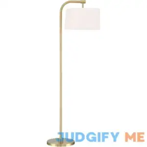 "360 Lighting Modern Art Deco Arc Floor Lamp 64"" Tall Warm Gold Metal White Fabric Drum Shade for Living Room Reading Family Bedroom Office House