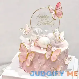 Hazyore Pink Butterfly Cake Toppers 11pcs Cupcake Toppers Happy Birthday Metal Gold Topper for Girls Women's Party Decorations