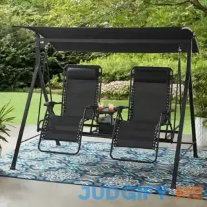 Mainstays 2-Seat Reclining Oversized Zero-Gravity Swing with Canopy and Center Storage Console