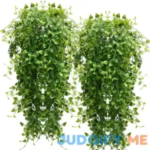 CLONG 2pcs Artificial Hanging Plants 32-in Fake Hanging Plant Fake Ivy Vine Outdoor UV Resistant Plastic Plants (Ivy)