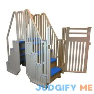 Confer Warm Gray Above Ground Blue Swimming Pool System w/ Blue Steps & Closure