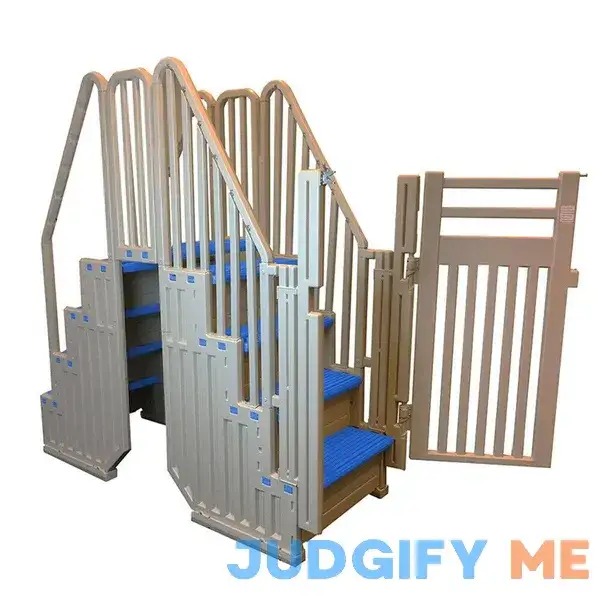 Confer Warm Gray Above Ground Blue Swimming Pool System w/ Blue Steps & Closure Confer Warm Gray Above Ground Blue Swimming Pool System w/ Blue Steps & Closure