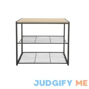 Brightroom 4 Tier Shoe Rack Black Metal with Natural Wood