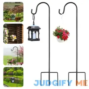 2 PCS Shepherds Hook Outdoor 35 inch 1/2 inch Thick Garden Shepherds Hook Metal Garden Stake with Hooks Lantern Stick Shepherds Hooks for Solar