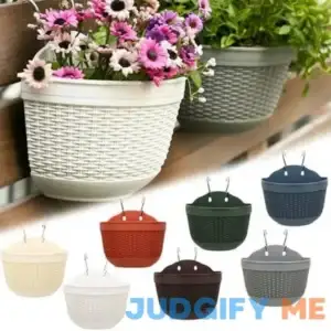 Leaqu Wall Railing Hanging Planters Plastic Pots Indoor Outdoor Half Round Holders Fence Balcony Rails Display Herb Gardens Flowers