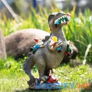 SOWSUN Garden Gnome Statues Outdoor Decor 14вЂќ Dinosaur Art Outdoor for Fall Winter Garden Decor