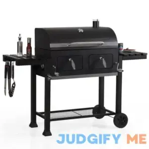 PHI VILLA Heavy-duty Outdoor Barrel Charcoal Grill in Black