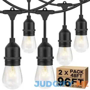 2-Pack 96Ft Outdoor String Lights With Dimmable 11W Edison Vintage Bulbs