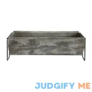 Storied Home Metal Trough Container with Distressed Zinc Finish