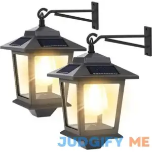 2 Pack Solar Wall Lanterns Outdoor Hanging Solar Lights with 4 Solar Panels