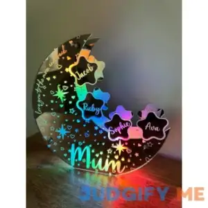 Personalized Moon Star Family Mirror Lamp