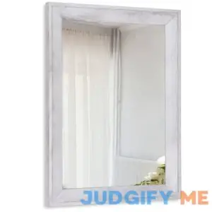 Aazzkang Rustic Wall Rectangle Wood Mirror Farmhouse Bedroom Bathroom Decorative Mirror