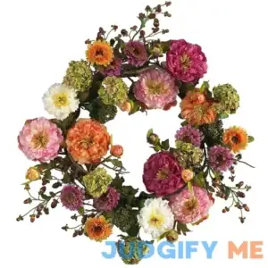 Nearly Natural Peony Wreath