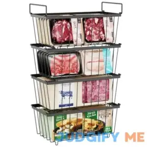 iSPECLE Freezer Organizer Bins 4 Pack Stackable Chest Freezer Organizer for 5 to 7 Cu.FT Deep Freezer Sort Frozen Meats