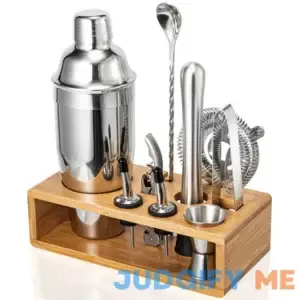 Semderm Cocktail Shaker Set Mixology Bartender Kit 10-Piece Bar Tool Set with Stylish Bamboo Stand