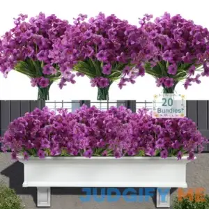 Satefello 20 Bundles Artificial Flowers for Outdoors Uv Resistant Fake Flowers with Plastic Plants