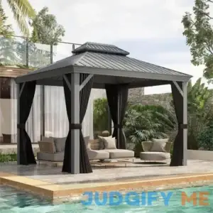 PURPLE LEAF Patio Gazebo for Backyard Hardtop Galvanized Steel Frame with Upgrade Curtain