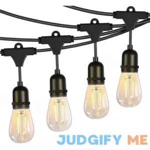 2 Pack 48FT LED Outdoor String Light with 2W Dimmable S14 Shatterproof Filament Bulbs for Outside Commercial Grade Heavy Duty Patio