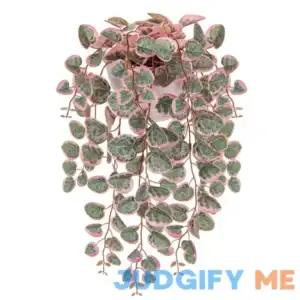 Briful Faux Hanging Plants 17'' Artificial String of Heart Vines with Semicircle Wall Mount Planter Fake Draping Plants for Home Office Room Shelf