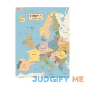 Vintage Map of Europe Travel World Political Map Cities in Detail Map Posters for Wall Map Art Wall Decor Geographical Illustration