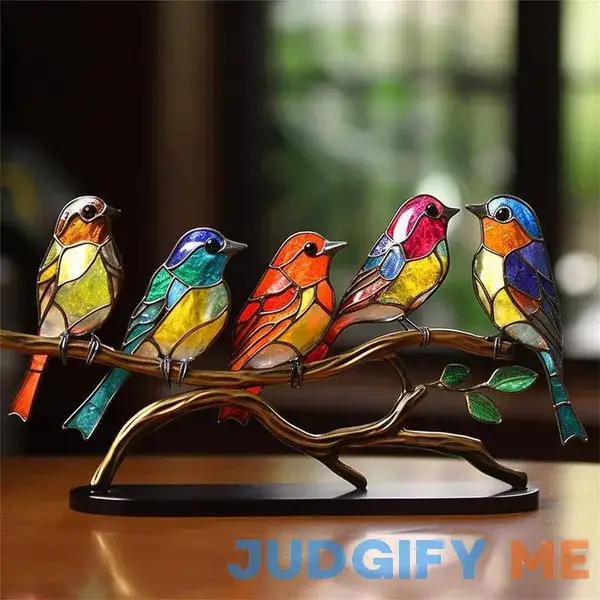 Stained Glass Birds on Branch Desktop Ornaments Stained Glass Birds on Branch Desktop Ornaments