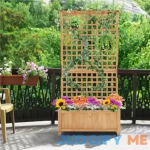Yaheetech 72''h Wood Planter Raised Garden Bed with Trellis