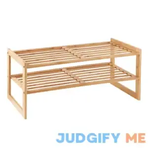 The Container Store 2-Tier Stackable Shoe Rack Bamboo 28" x 11" x 11-5/8" h