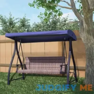 Aoodor 3-Seat Outdoor Rattan Patio Swing with Adjustable Canopy