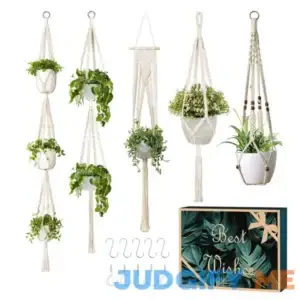 GROWNEER 5 Packs Macrame Plant Hangers with 5 Hooks Different Tiers